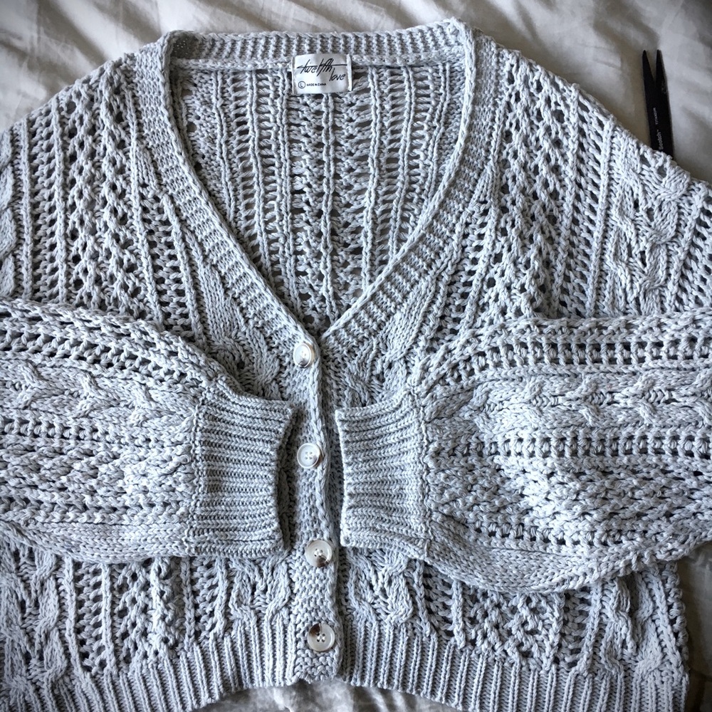 Twelfth Love Grey Cardigan Sweater